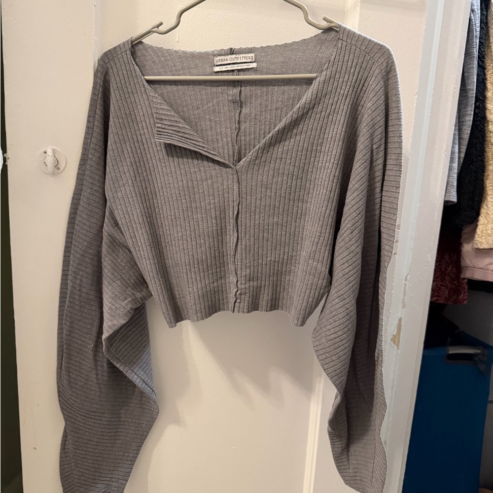 Urban Outfitters Gray Ribbed Long Sleeve Top